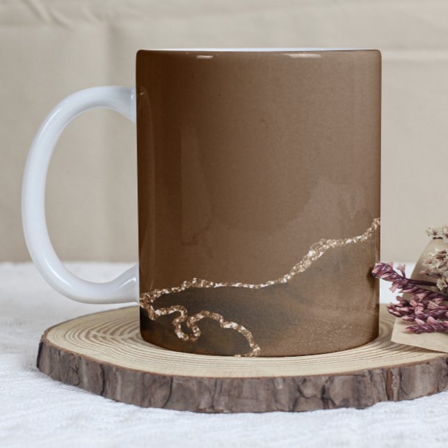 Mocha Brown Agate Gold Glitter Coffee Mug (Creator Uploaded)