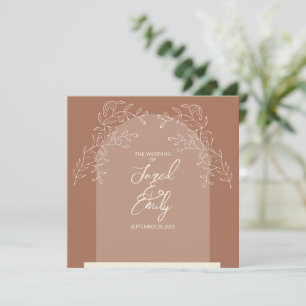 Mocha Brown Arch Wedding Invitation QR Code 