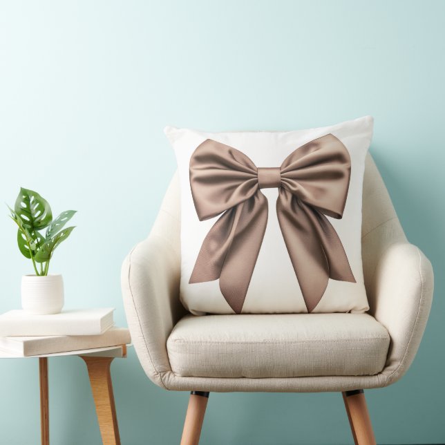 Mocha Brown Coquette Bow Cushion (Chair)