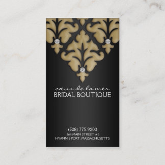 Mocha Brown Diamond Damask Appointment Cards