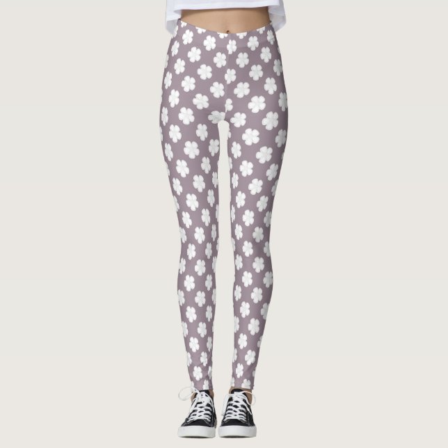 Mocha Brown Eyelet Women's Leggings (Front)