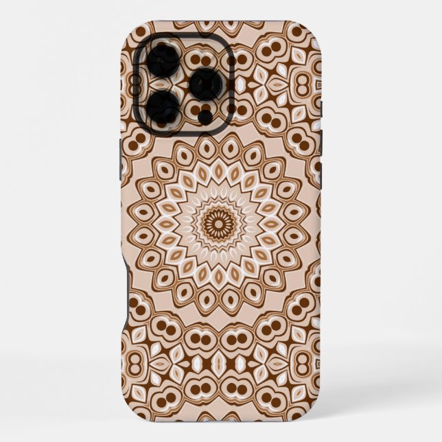 Mocha Brown Geometric Mandala Pattern iPhone Case (Back)