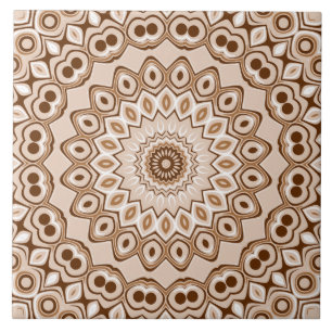 Mocha Brown Geometric Mandala Pattern Tile