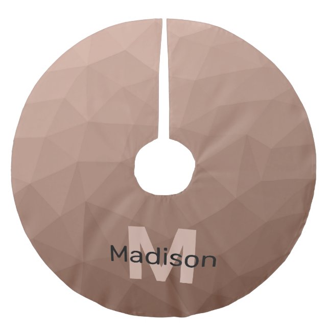 Mocha Brown geometric mesh pattern Monogram Brushed Polyester Tree Skirt (Front)