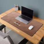 Mocha Brown geometric mesh pattern Monogram Desk Mat<br><div class="desc">Monogram Personalise with your custom initial and name. Unique cool desk mat for his office,  room,  work,  man cave,  gaming room.. 
Brown Gradient Geometric Mesh Pattern. Subtle modern design Elegant and cool Triangle geometric mesh gradient.</div>