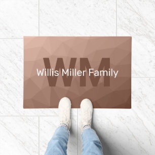 Mocha Brown geometric mesh pattern Monogram Doormat