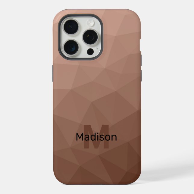 Mocha Brown geometric mesh pattern Monogram iPhone Case (Back)