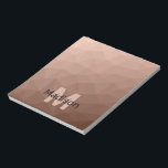 Mocha Brown geometric mesh pattern Monogram Notepad<br><div class="desc">Monogram Personalise notepad school office stationery with your custom initial and name. Triangle geometric mesh with light dark brown ombre gradient.</div>