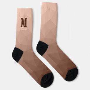 Mocha Brown geometric mesh pattern Monogram Socks