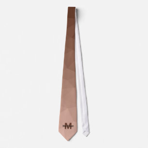 Mocha Brown geometric mesh pattern Monogram Tie
