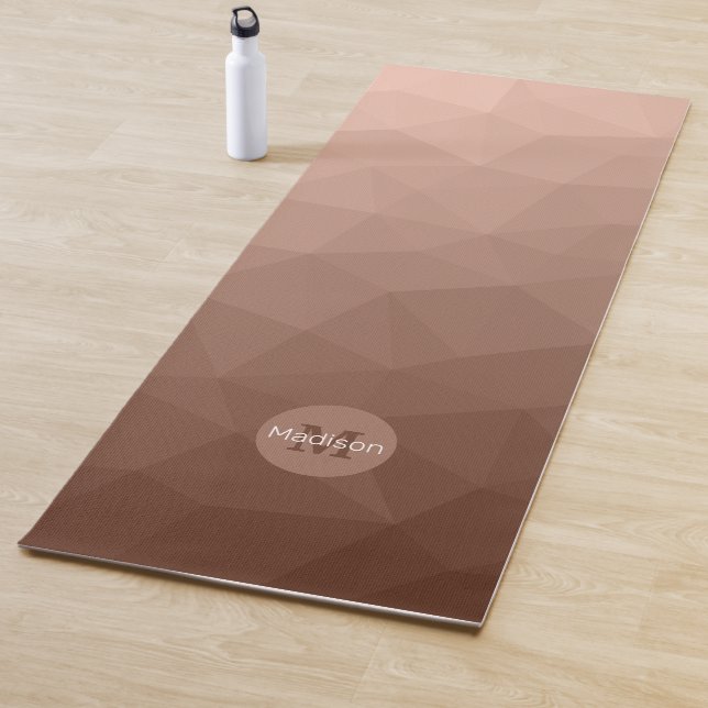 Mocha Brown geometric mesh pattern Monogram Yoga Mat (In Situ)
