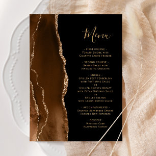 Mocha Brown Gold Black Wedding Menu