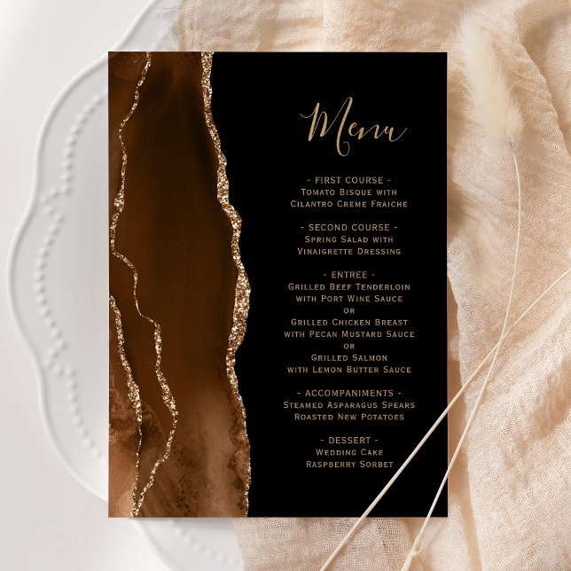 Mocha Brown Gold Black Wedding Menu (Creator Uploaded)