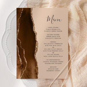 Mocha Brown Gold Tan Wedding Menu