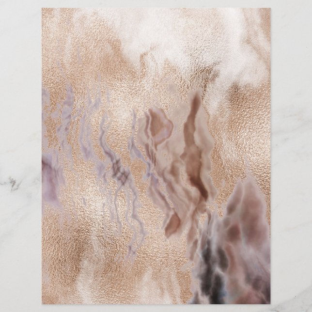 Mocha Brown Granite Gold 2 Sided Scrapbook Paper (Front)