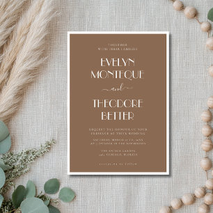 Mocha Brown Minimalist Formal Old Money Wedding Invitation