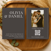 Mocha Brown Minimalist Photo QR Code Wedding