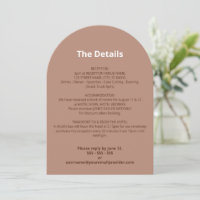 Mocha Brown Modern Wedding Details Card
