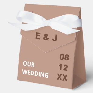 Mocha Brown Modern Wedding Favour Boxes