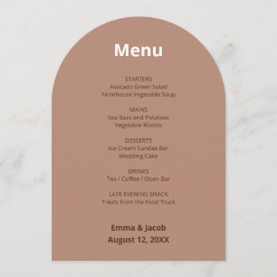 Mocha Brown Modern Wedding Menu Card