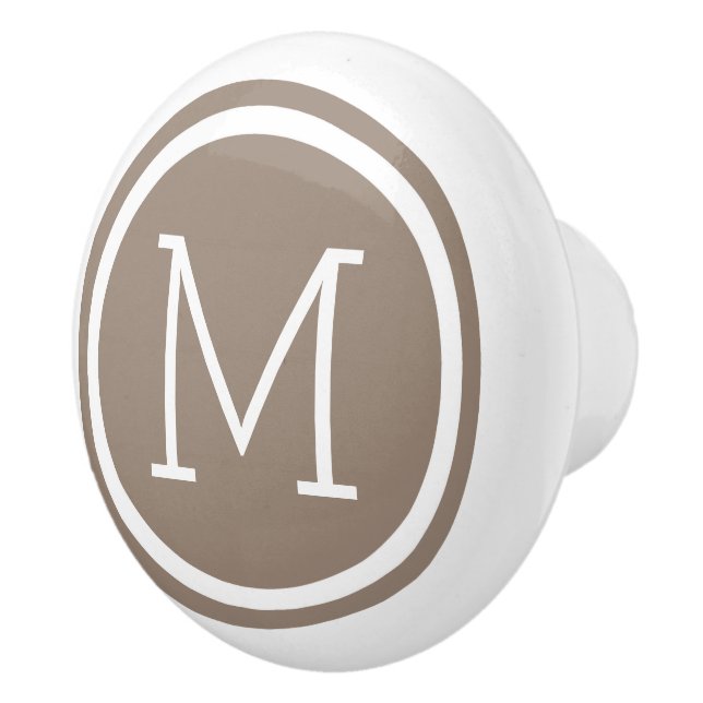 Mocha Brown Monogram Personalised Drawer Knob (Right)