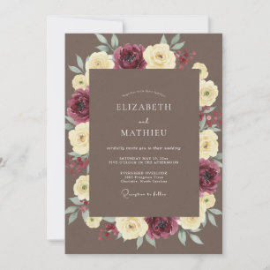 Mocha Brown Moody Autumnal Wedding Invitation