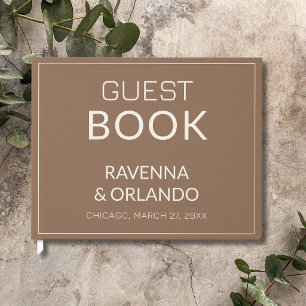 Mocha Brown Old Money Timeless Whimsy Wedding Guest Book
