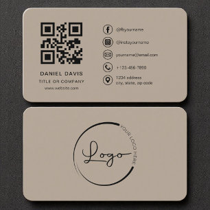 Mocha Brown Professional Company Logo QR Code  Business Card