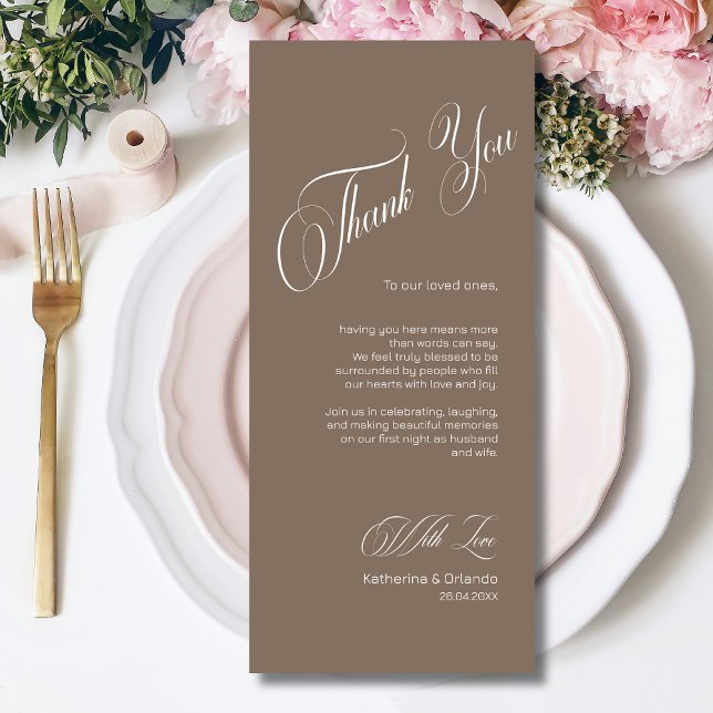 Mocha Brown Rustic Place Setting Thank You Card (Creator Uploaded)
