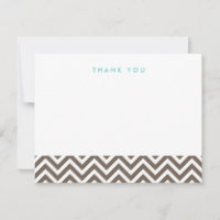 Mocha Brown Simple Chevron Thank You Note Cards