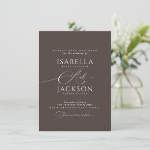 Mocha Brown Simple Classy Minimalist Chic Wedding Save The Date