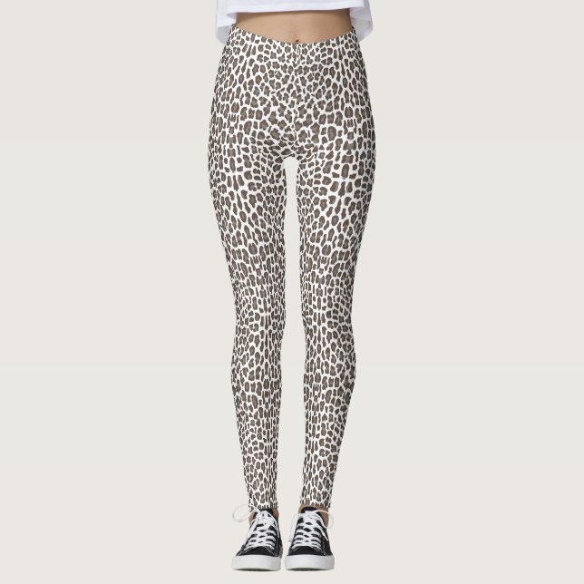 Mocha Brown Soft Animal Print Women's Leggings (Front)