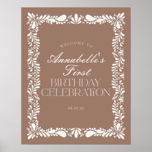 Mocha Brown Talavera Fiesta Birthday Welcome Poster
