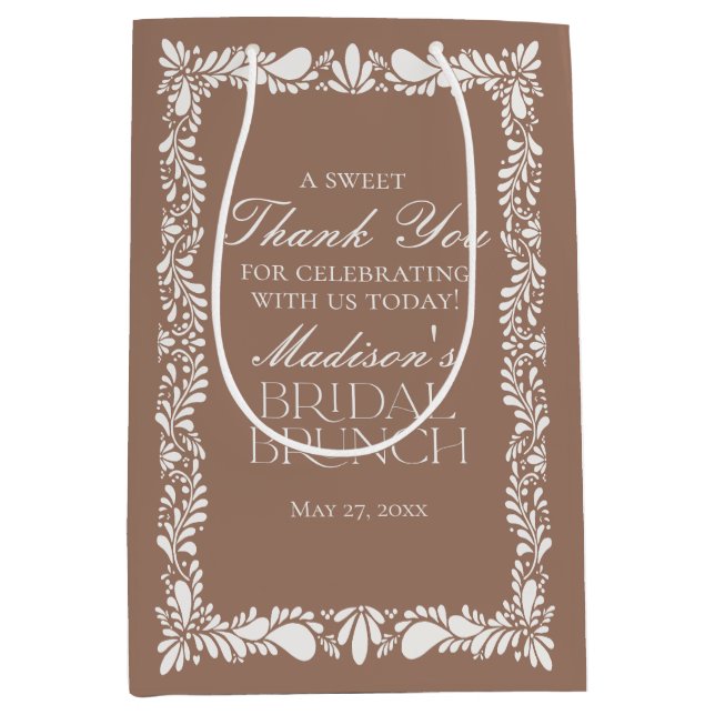 Mocha Brown Talavera Fiesta Bridal Brunch Favours Medium Gift Bag (Front)
