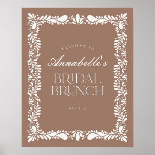 Mocha Brown Talavera Fiesta Bridal Brunch Welcome Poster