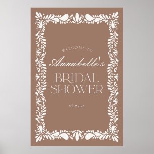 Mocha Brown Talavera Fiesta Bridal Shower Welcome Poster