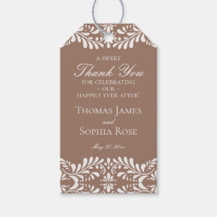 Mocha Brown Talavera Fiesta Wedding Party Favours Gift Tags