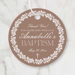 Mocha Brown Talavera Spanish Fiesta Baptism Circle Favour Tags
