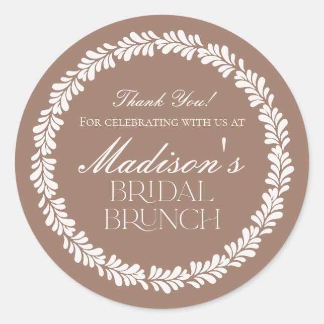 Mocha Brown Talavera Spanish Fiesta Bridal Brunch Classic Round Sticker (Front)