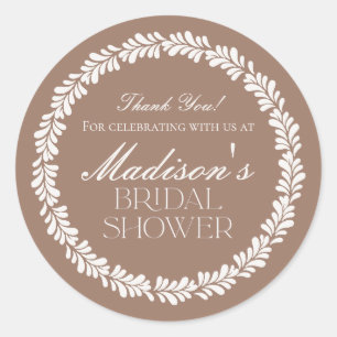 Mocha Brown Talavera Spanish Fiesta Bridal Shower Classic Round Sticker