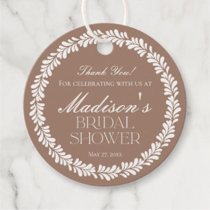 Mocha Brown Talavera Spanish Fiesta Bridal Shower Favour Tags