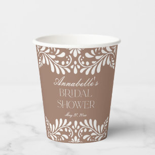 Mocha Brown Talavera Spanish Fiesta Bridal Shower Paper Cups