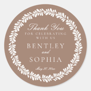 Mocha Brown Talavera Spanish Fiesta Wedding Favor Classic Round Sticker