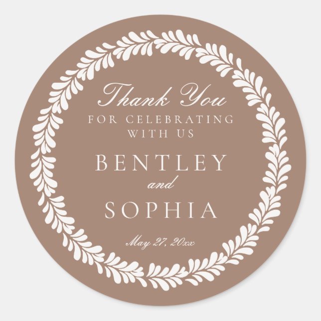 Mocha Brown Talavera Spanish Fiesta Wedding Favour Classic Round Sticker (Front)