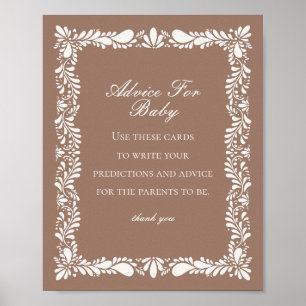 Mocha Brown Talavera Tile Advice for Baby Game Poster