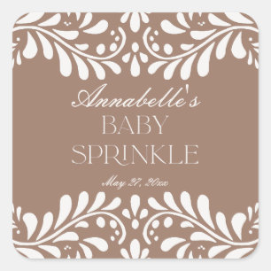 Mocha Brown Talavera Tile Fiesta Baby Sprinkle Square Sticker