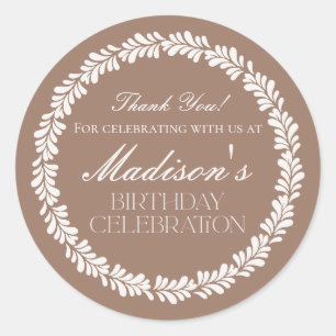 Mocha Brown Talavera Tile Fiesta Birthday Favor Classic Round Sticker