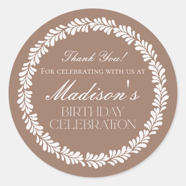 Mocha Brown Talavera Tile Fiesta Birthday Favour Classic Round Sticker (Front)