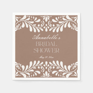 Mocha Brown Talavera Tile Fiesta Bridal Shower Napkin