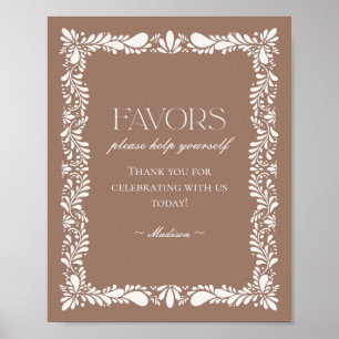 Mocha Brown Talavera Tile Fiesta Favours Sign